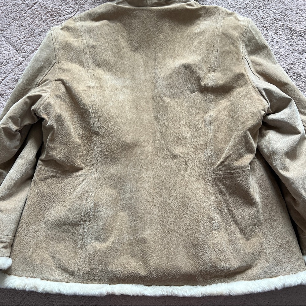 Vintage Weather Tamer Genuine Leather Faux Fur Lined Coat Women's‎ Size XL - Picture 9 of 10